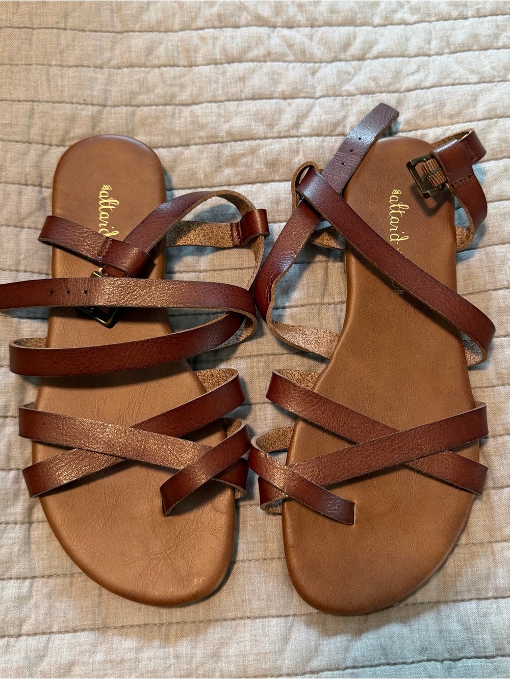 Altar’d State Brown Strappy Flat Sandals